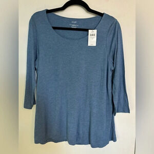 NWT J. Jill pure Jill super soft 3/4 sleeve elliptical tee coastal blue small